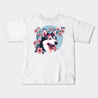 Norrbottenspets Revels in Spring's Cherry Blossom Splendor Kids T-Shirt